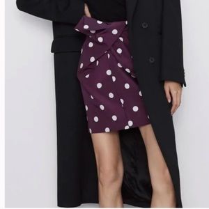 NWT Zara Tafetta Polka Dot Skirt